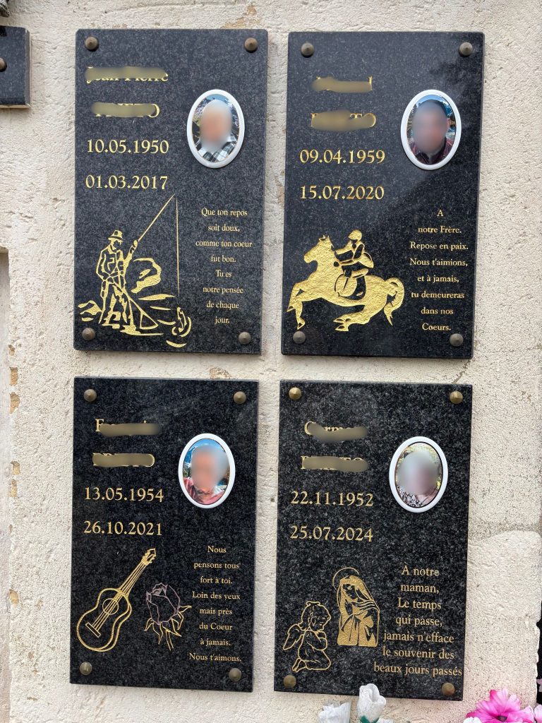 Plaques funéraires et gravures personnalisées
Gravures personnalisées guitare 
Gravures personnalisées gitans
Gravures personnalisées camargues
Gravures personnalisées pêcheur
